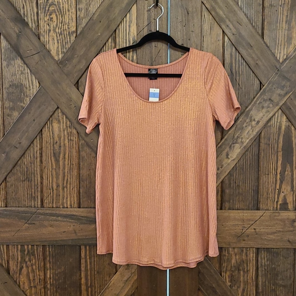 Large Agnes & Dora Everyday Tee Ribbed Mauve Gold